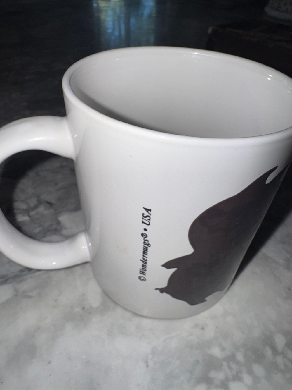 White Ceramic Mug color changing, black, pig Silhouette into flying pigs - Picture 4 of 9